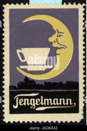 Publicité, timbres-affiches, boissons, café, « Tengelmann », VERS 1910, INFO-AUTORISATION-DROITS-SUPPLÉMENTAIRES-NON-DISPONIBLE Banque D'Images