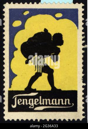 Publicité, timbres-affiches, boissons, café, « Tengelmann », VERS 1910, INFO-AUTORISATION-DROITS-SUPPLÉMENTAIRES-NON-DISPONIBLE Banque D'Images