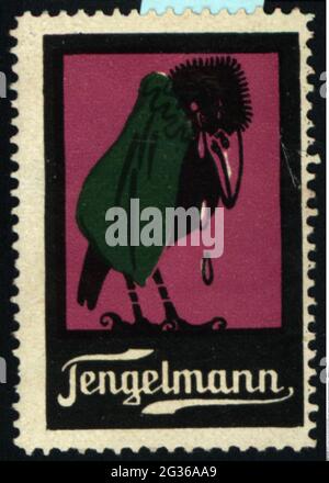 Publicité, timbres-affiches, boissons, café, « Tengelmann », VERS 1910, INFO-AUTORISATION-DROITS-SUPPLÉMENTAIRES-NON-DISPONIBLE Banque D'Images