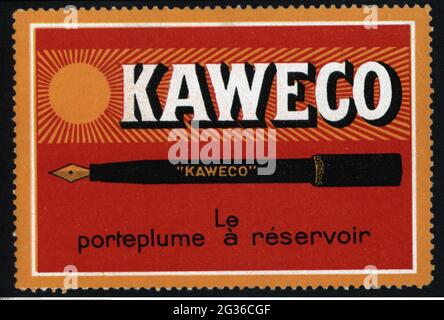 Publicité, timbres-affiches, équipement de bureau, stylo plume, « Kaweco », HEIDELBERG, VERS 1910, INFO-DROITS-AUTORISATION-SUPPLÉMENTAIRES-NON-DISPONIBLES Banque D'Images