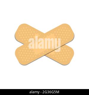 Croix de plâtres adhérant. Patch médical isolé sur fond blanc. Illustration de Vecteur