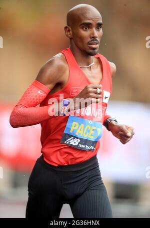Photo du dossier datée du 04/10/20 de Mo Farah. Date de publication : lundi 14 juin 2021. Banque D'Images