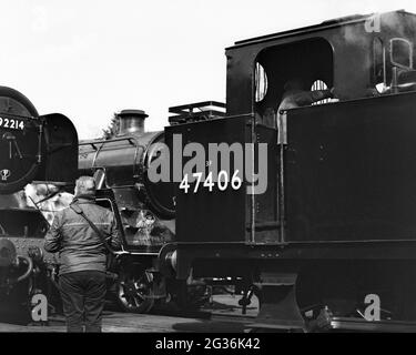 Loughborough, Royaume-Uni - avril 2019 : locomotives à vapeur dans le hangar de moteurs de Loughborough. Banque D'Images