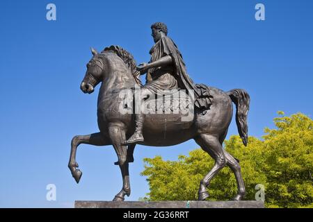 Statue équestre de Marc Aurel, empereur romain , Autriche, Basse-Autriche, Tulln Banque D'Images