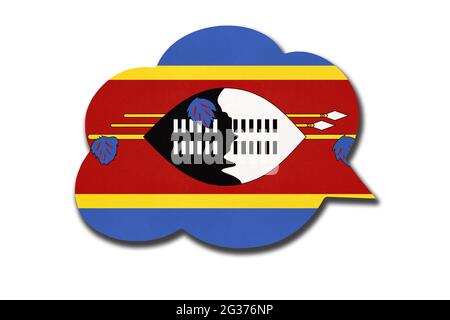 bulle de discours 3d avec drapeau national du Swaziland isolé sur fond blanc. Parlez et apprenez la langue swazie. Symbole du pays eSwatini. Communauté mondiale Banque D'Images