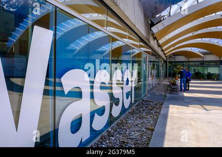 Centre d'information, centrale hydroélectrique de Walchensee, uniper, lac Kochel, haute-Bavière, Bavière, Allemagne Banque D'Images