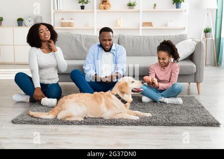 Allergie animale. Triste famille noire se grattant leur peau Banque D'Images