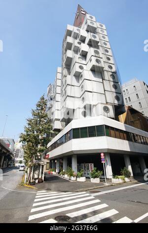 Nakagin Capsule Tower, quartier de Shimbashi, Tokyo, Japon Banque D'Images