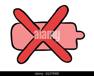 Illustration vectorielle représentant une batterie déchargée. Contours colorés et noirs. Illustration de Vecteur