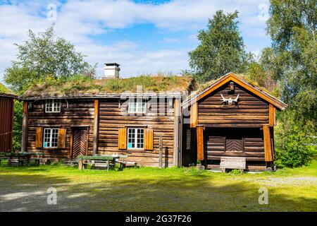 Maison historique, la ferme médiévale Stiklastadir, Stiklestad, Norvège Banque D'Images