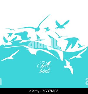 Arrière-plan abstrait avec mouettes volantes. Illustration vectorielle Illustration de Vecteur
