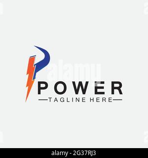 Lettre P thunder power logo illustration vectorielle Illustration de Vecteur