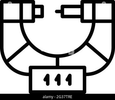 Icône d'équipement de micromètre numérique. Outline l'icône vectorielle de l'équipement de micromètre numérique pour la conception de la bande isolée sur fond blanc Illustration de Vecteur