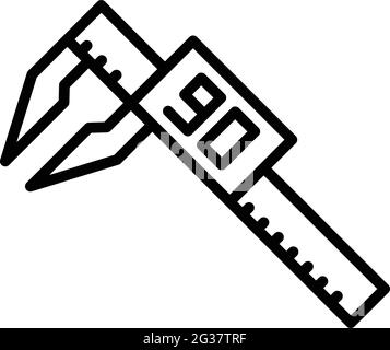 Icône d'affichage du micromètre numérique. Outline le micromètre numérique affiche une icône vectorielle pour la conception de sites Web isolée sur fond blanc Illustration de Vecteur