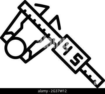 Icône de mesure du micromètre numérique. Contour micromètre numérique mesurer icône de vecteur pour la conception de bande isolée sur fond blanc Illustration de Vecteur