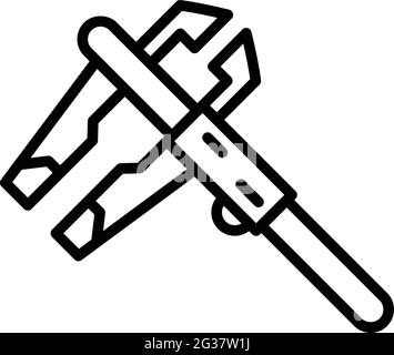 Icône de travail du micromètre numérique. Contour micromètre numérique icône de vecteur de travail pour la conception de bande isolée sur fond blanc Illustration de Vecteur