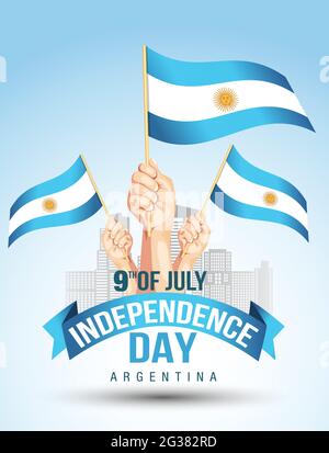 Carte de vœux de l'Argentine Happy Independence Day, bannière avec modèle texte illustration vectorielle. Fête commémorative Argentine 9 juillet élément design Illustration de Vecteur