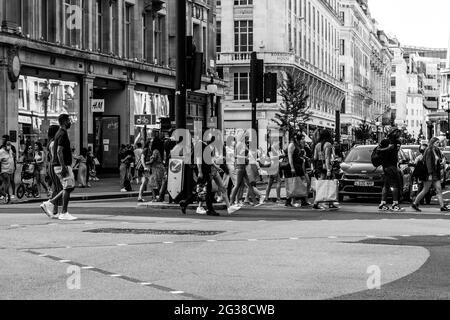 Londres Oxford Street Bond Street leicester Square Banque D'Images