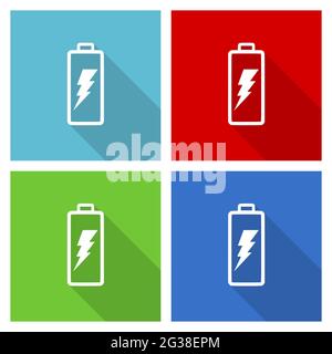 Illustration vectorielle de la batterie, ensemble d'icônes modifiables simples dans 4 options de couleur Illustration de Vecteur