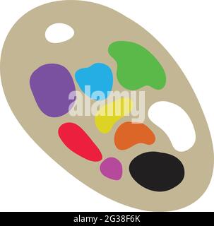 Vecteur de palette de peinture d'artiste isolé sur fond blanc. Graphiques d'illustration de livre pour enfants. Outils utilisés par Artist Vector Graphics. Illustration de Vecteur