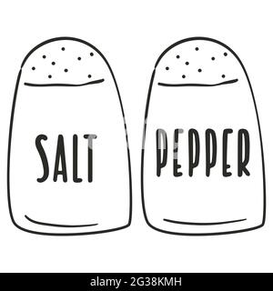 Illustration vectorielle de l'oedle de sel et de poivre dessinée à la main. Illustration de Vecteur