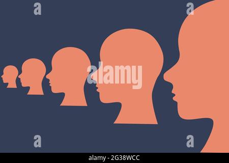 Clonage, illustration de concept de génie génétique. Quantité d'illustration infinie de la même personne. Pour les tirages, miniatures. Banque D'Images