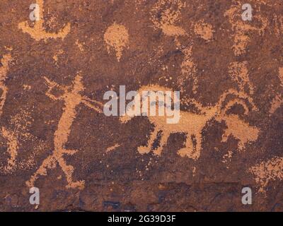 Panneau pétroglyphe de Rochester Creek près d'Emery, Utah. Banque D'Images