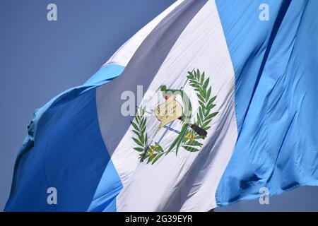 Drapeau du Guatemala, a déclaré un symbole national le 17 août 1871. Banque D'Images