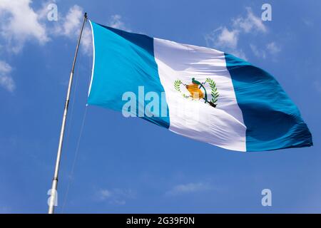 Drapeau du Guatemala, a déclaré un symbole national le 17 août 1871. Banque D'Images