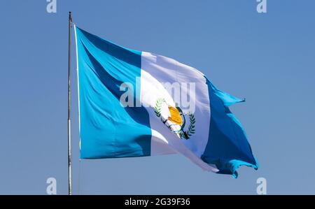 Drapeau du Guatemala, a déclaré un symbole national le 17 août 1871. Banque D'Images