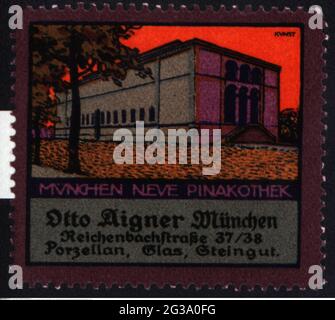 Publicité, timbres-affiches, articles ménagers, plats « Otto Aigner », Munich, vers 1910, DROITS supplémentaires-AUTORISATION-INFO-NON-DISPONIBLE Banque D'Images