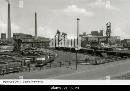 Exploitation minière, mine, mine Gneisenau, Harbau Bergener AG, Dortmund, Vue extérieure, carte postale, DROITS supplémentaires-AUTORISATION-INFO-NON-DISPONIBLE Banque D'Images