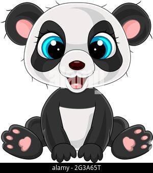 Dessin animé mignon petit panda assis Illustration de Vecteur