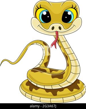 Dessin animé mignon petit serpent assis Illustration de Vecteur