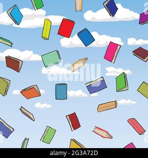 Illustration de livres volant dans l'air, illustration vectorielle. Illustration de Vecteur
