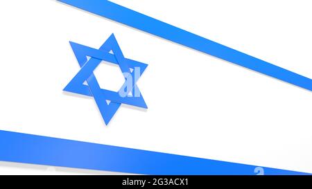 Magnifique drapeau israélien bleu motif ornemental isolé - concept objet rendu 3D Banque D'Images