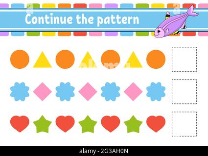 Continuez la répétition. Feuille de travail de développement de l'éducation. Jeu pour enfants. Page activité. Puzzle pour les enfants. Riddle pour l'école maternelle. Vecteur isolé plat il Illustration de Vecteur