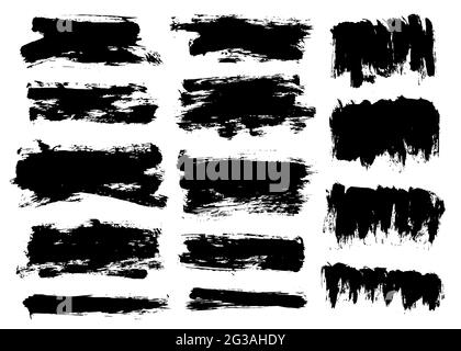 Ensemble de contours de pinceau. Jeu de pinceaux vectoriels texturés Illustration de Vecteur