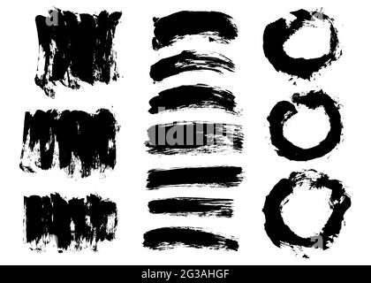 Ensemble de contours de pinceau. Jeu de pinceaux vectoriels texturés Illustration de Vecteur