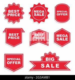 Ensemble de vecteurs de badge de promotion isolés sur fond blanc Banque D'Images