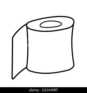 Un rouleau de papier toilette sur fond blanc. Illustration vectorielle en style doodle. Illustration de Vecteur