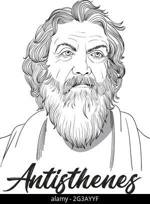 Antisthenes c. 446 – c. 366 av. J.-C.) était un philosophe grec et un élève de Socrates Illustration de Vecteur