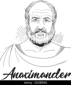 Anaximander était un philosophe grec pré-socratique qui vivait à Miletus, une ville d'Ionia. Illustration de Vecteur