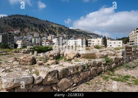 Le parc archéologique de Tell Balata est le site des vestiges d'une ancienne ville cananéenne/Israélite située en Cisjordanie palestinienne. Banque D'Images