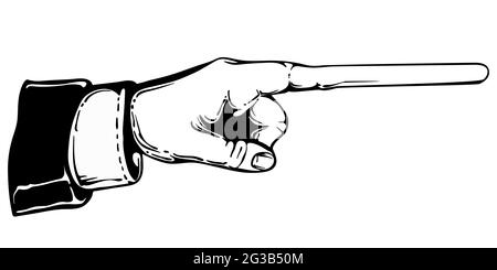 Index très long pointant vers le côté - doigt modifiable, espace de copie Illustration de Vecteur