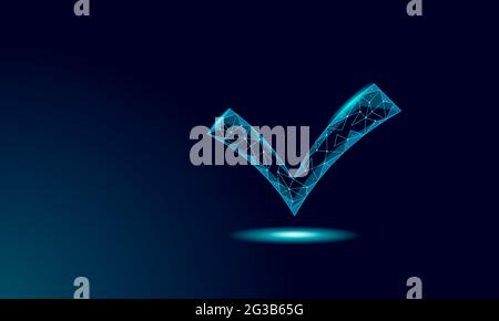 Silhouette basse de l'icône de vérification poly 3D. Conception de l'élément droit approuvée. Une illustration vectorielle de mise en plan avec un contour d'esquisse Illustration de Vecteur