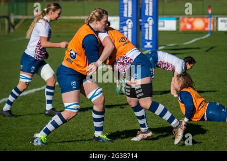 Hartpury, Gloucestershire, Angleterre. 27 février 2021. Match Allianz Premier 15s entre Gloucester-Hartpury Women et Bristol Bears Women. Banque D'Images