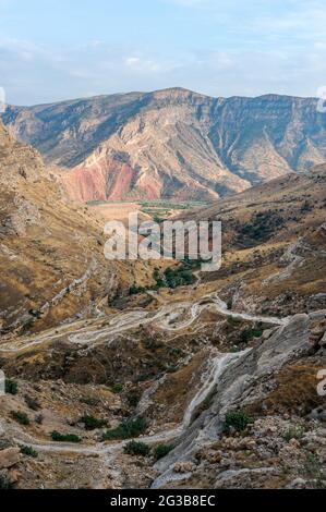 Vue sur le paysage de la vallée de Bolan.Siirt,Turquie Banque D'Images