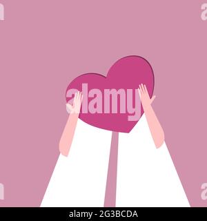 Couple romantique sans montrer leur visage portant un signe d'amour. Un concept de Saint-Valentin Illustration de Vecteur