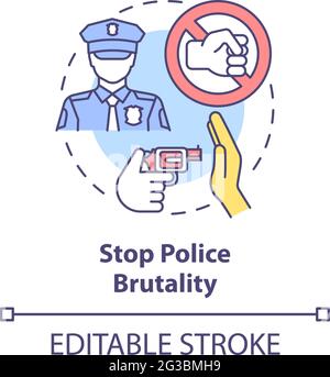 Stop police brutalités concept icône Illustration de Vecteur